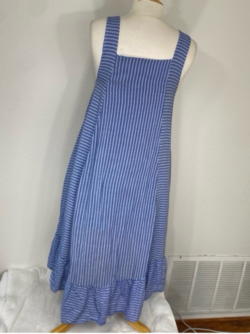 Anthropologie Holding Horses Women's Blue White Gauzy Striped Apron Dress Size S - Picture 2 of 14
